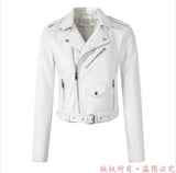 Women Jackets - 2020 brand Winter Autumn Motorcycle leather jackets White leather jacket women leather coat  slim PU jacket Leather