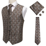 Suit Men - Hi-Tie Navy Paisley 100% Silk Dress Vest Set For Men Dark Blue Jacquard Men's Suit Vest Male Waistcoat For Wedding Formal Jacket