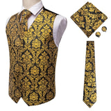 Suit Men - Hi-Tie Navy Paisley 100% Silk Dress Vest Set For Men Dark Blue Jacquard Men's Suit Vest Male Waistcoat For Wedding Formal Jacket
