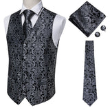 Suit Men - Hi-Tie Navy Paisley 100% Silk Dress Vest Set For Men Dark Blue Jacquard Men's Suit Vest Male Waistcoat For Wedding Formal Jacket