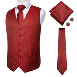 Suit Men - Hi-Tie Navy Paisley 100% Silk Dress Vest Set For Men Dark Blue Jacquard Men's Suit Vest Male Waistcoat For Wedding Formal Jacket