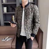 Jacket Men - Vintage Jacket Jaqueta Masculina Jacquard Jacket Men Zipper Bomber Jacket Long Sleeve Casual Jackets Bomber Baroque Party Wear