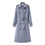 Women Jackets - Fashion Brand New Women Trench Coat Long Double-Breasted Belt Blue Khaki Lady Clothes Autumn Spring Outerwear Oversize Quality