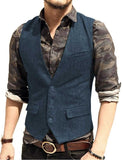 Suit Men - Vest V Neck Wool Herringbone Tweed Casual Waistcoat Formal Business Vest Groomman For Green/Black/Brown/Coffee