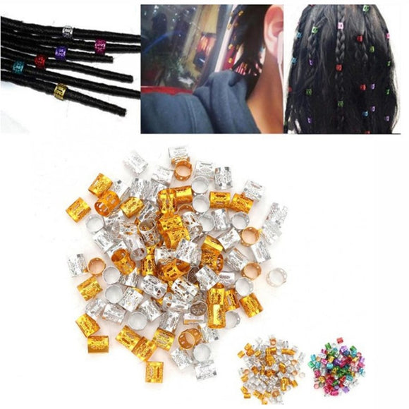 Hair Care - 100Pcs/Lot Hair Metal Tube Ring Dreadlock Beads for Braids Hair Beads for Dreadlocks Adjustable Hair Braid Cuff Clips Accessory