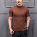 Sweater Men - 2020 Brand New Autumn Men's Sweater Pure Color Semi-high Collar Knitting for Male Half-sleeved Sweaters Tops