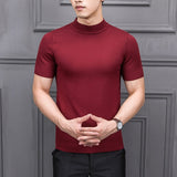 Sweater Men - 2020 Brand New Autumn Men's Sweater Pure Color Semi-high Collar Knitting for Male Half-sleeved Sweaters Tops