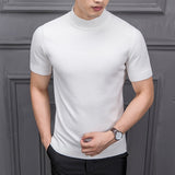 Sweater Men - 2020 Brand New Autumn Men's Sweater Pure Color Semi-high Collar Knitting for Male Half-sleeved Sweaters Tops