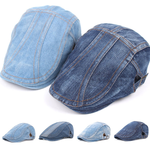 Hats - 2020 Autumn Jeans Beret Hat for Men Women Casual Unisex Denim Beret Cap Fitted Sun Cabbie Flat Cap