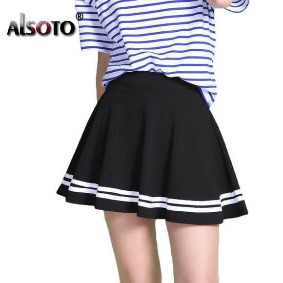 Women Skirt - Fashion Summer Style Women Skirt Solid Color Sexy High Waist Pleated Skirt black Korean Version Mini A-line