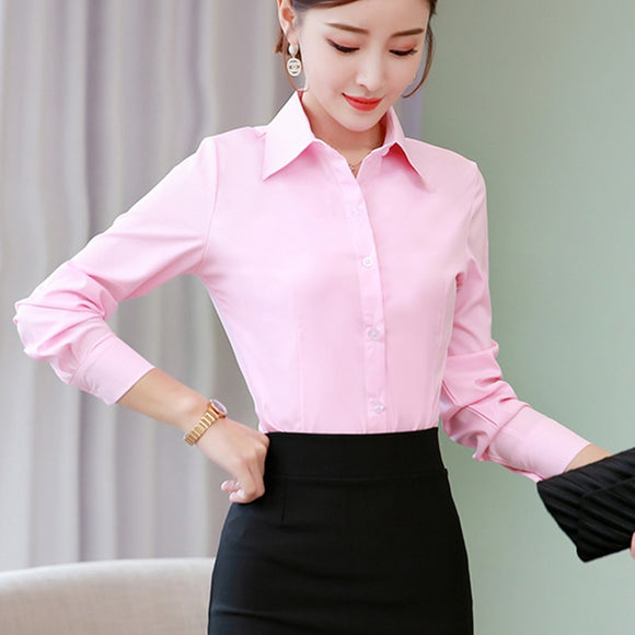 Women Shirts - Woman Blouses Cotton Tops and Blouses Woman Long Sleeve Ladies Shirts Pink/White Blouses Plus Size 5XL Women Blouses