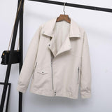 Women Jackets - Leather Jacket For Women Casual Plus Size Loose Outwear Motorcycle Biker Punk Street wear Jackets Coat Female