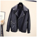 Women Jackets - Leather Jacket For Women Casual Plus Size Loose Outwear Motorcycle Biker Punk Street wear Jackets Coat Female