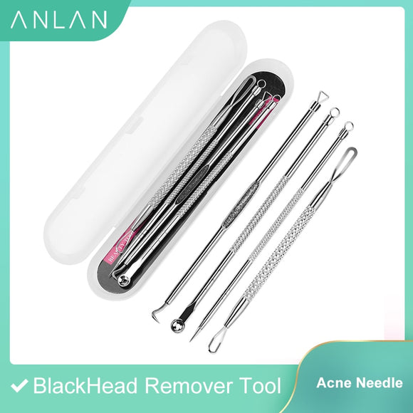 Skin Care - 4Pcs BlackHead Remover Tool Acne Needle Blemish Pimple Spot Blackhead Extractor Remover Tool Pore Cleaner Face Cleansing Tools