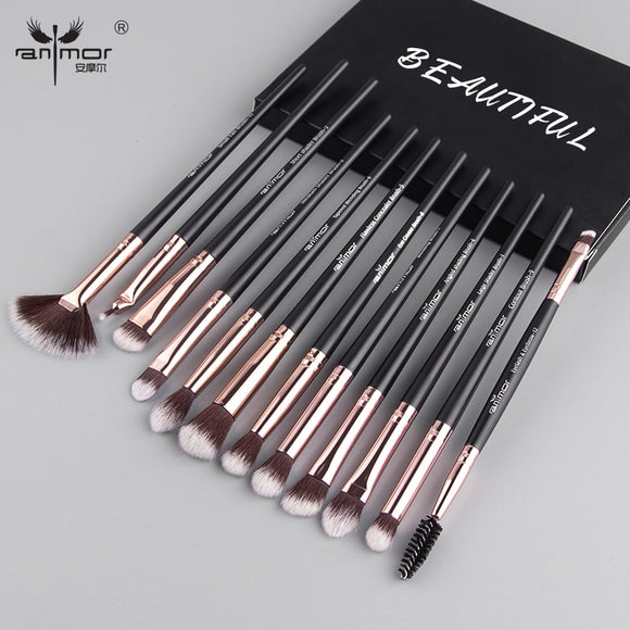 Makeup Set - 3-12pcs/lot Eye Shadow Blending Eyeliner Eyelash Eyebrow Make up Brushes  Professional Eyeshadow Brush