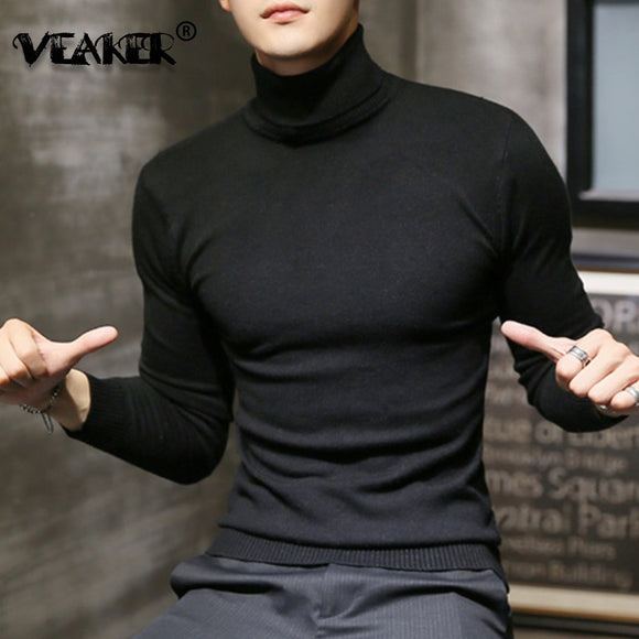 Sweater Men - New Men's Turtleneck Sweaters Black Sexy Brand Knitted Pullovers Men Solid Color Casual Male Sweater Autumn Knitwear