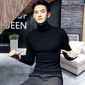 Sweater Men - New Men's Turtleneck Sweaters Black Sexy Brand Knitted Pullovers Men Solid Color Casual Male Sweater Autumn Knitwear