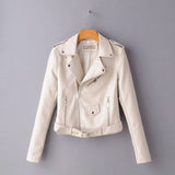 Women Jackets - 2020 brand Winter Autumn Motorcycle leather jackets White leather jacket women leather coat  slim PU jacket Leather