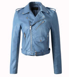 Women Jackets - 2020 brand Winter Autumn Motorcycle leather jackets White leather jacket women leather coat  slim PU jacket Leather