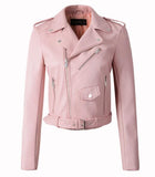 Women Jackets - 2020 brand Winter Autumn Motorcycle leather jackets White leather jacket women leather coat  slim PU jacket Leather