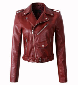 Women Jackets - 2020 brand Winter Autumn Motorcycle leather jackets White leather jacket women leather coat  slim PU jacket Leather