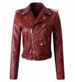 Women Jackets - 2020 brand Winter Autumn Motorcycle leather jackets White leather jacket women leather coat  slim PU jacket Leather