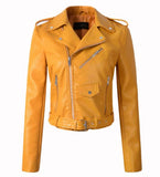 Women Jackets - 2020 brand Winter Autumn Motorcycle leather jackets White leather jacket women leather coat  slim PU jacket Leather