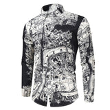 Shirt Men - Luxury Printing Shirt Men shirts Long Sleeve Camisa Masculina Chemise Homme Social Men Club Prom Shirt
