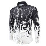 Shirt Men - Luxury Printing Shirt Men shirts Long Sleeve Camisa Masculina Chemise Homme Social Men Club Prom Shirt