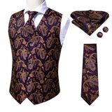 Suit Men - Hi-Tie Navy Paisley 100% Silk Dress Vest Set For Men Dark Blue Jacquard Men's Suit Vest Male Waistcoat For Wedding Formal Jacket