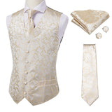 Suit Men - Hi-Tie Navy Paisley 100% Silk Dress Vest Set For Men Dark Blue Jacquard Men's Suit Vest Male Waistcoat For Wedding Formal Jacket
