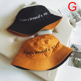 Double Sided Wear Finger Something Embroidery Panama Bucket Hat Men Women Summer Bucket Cap Hip Hop Hat Fisherman Hat