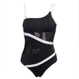 Andzhelika Sexy One Shoulder One Piece Swimsuit 2020 New Off Shoulder Mesh Patchwork Swimwear Bodysuit Bathing Suit Monokini