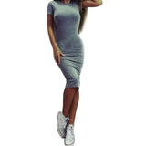 Women Dresses - Vestido Summer Short Or Long Sleeve Slim Body con Dress Tunic Round Neck Casual Pencil Dresses