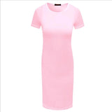 Women Dresses - Vestido Summer Short Or Long Sleeve Slim Body con Dress Tunic Round Neck Casual Pencil Dresses