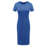 Women Dresses - Vestido Summer Short Or Long Sleeve Slim Body con Dress Tunic Round Neck Casual Pencil Dresses