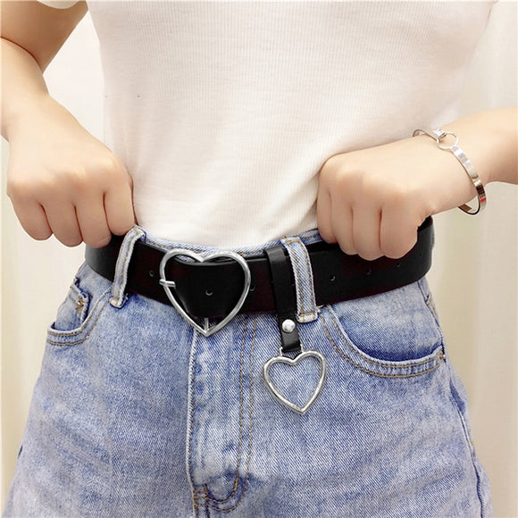 Belt - New sweetheart buckle with adjustable ladies luxury brand cute Heart-shaped thin belt high quality punk fashion belts
