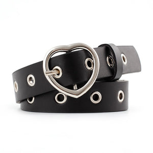 Belt - New sweetheart buckle with adjustable ladies luxury brand cute Heart-shaped thin belt high quality punk fashion belts