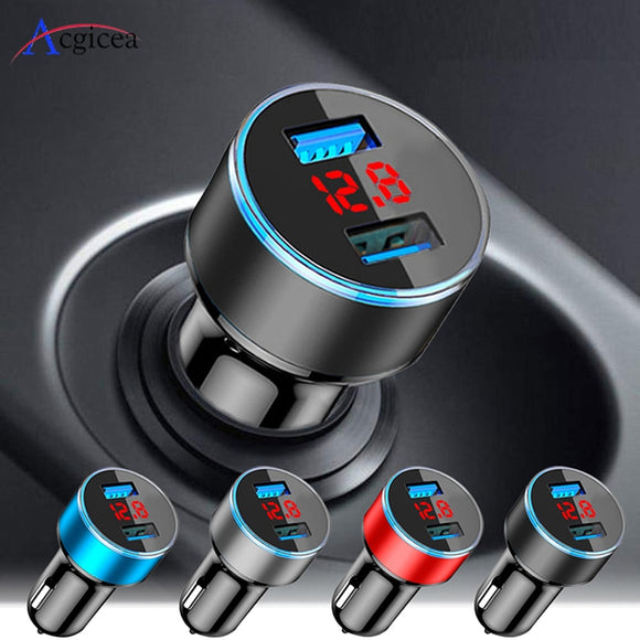 Chargers - Mini USB Car Charger For iPhone XR 11 Fast Car Phone Chargers Fast Charging With LED Display 3.1A Dual USB Phone Charger in car