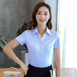 Women Shirt - Blouses Cotton Women Shirts Solid Women Blouses Short Sleeve White Plus Size XXXL/4XL Blouses Femininas Elegante
