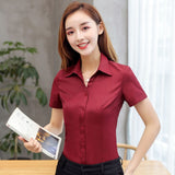 Women Shirt - Blouses Cotton Women Shirts Solid Women Blouses Short Sleeve White Plus Size XXXL/4XL Blouses Femininas Elegante