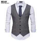 Suit Men - Fashion Suit Vest Men Formal Dress Vest Colete Masculino Herringbone Gilet Fitness Sleeveless Jacket Wedding Waistcoat Men XXL