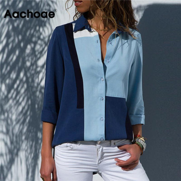 Women Shirt - 2020 Fashion Long Sleeve Turn Down Collar Office Shirt Blouse Shirt Casual Tops Plus Size Blouses Femininas