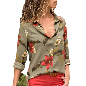 Women Shirt - 2020 Fashion Long Sleeve Turn Down Collar Office Shirt Blouse Shirt Casual Tops Plus Size Blouses Femininas
