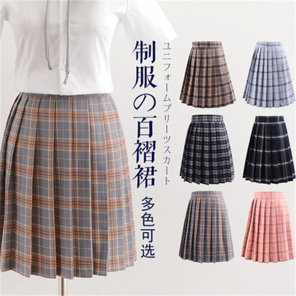 Women Skirt - 2020 Women Summer high waist pleated plaid skirt Female Anime Short Skirts