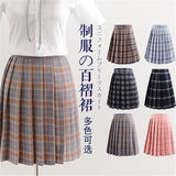 Women Skirt - 2020 Women Summer high waist pleated plaid skirt Female Anime Short Skirts