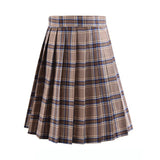Women Skirt - 2020 Women Summer high waist pleated plaid skirt Female Anime Short Skirts