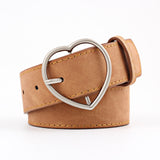 Belt - Double Ring Women Belt Fashion Waist Belt PU Leather Metal Buckle Heart Pin Belts For Ladies Leisure Dress Jeans Wild Waistband