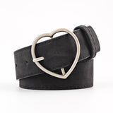 Belt - Double Ring Women Belt Fashion Waist Belt PU Leather Metal Buckle Heart Pin Belts For Ladies Leisure Dress Jeans Wild Waistband
