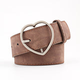 Belt - Double Ring Women Belt Fashion Waist Belt PU Leather Metal Buckle Heart Pin Belts For Ladies Leisure Dress Jeans Wild Waistband